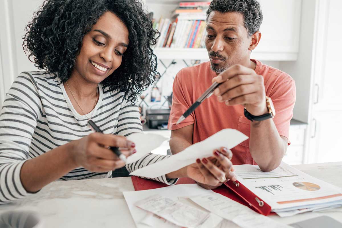 Couple making taxes together