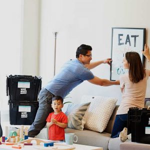 Canadian family preparing things for moving to new place
