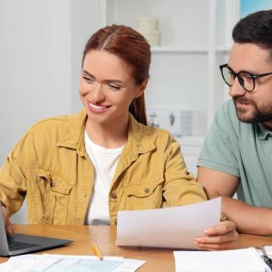 Couple doing taxes online