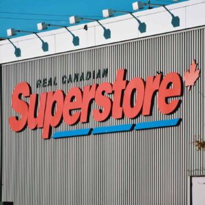 Real Canadian Superstore storefront from a parking lot in Newmarket