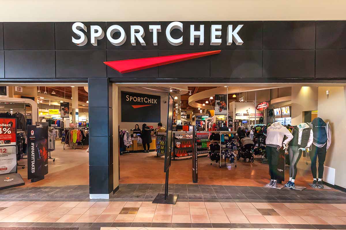 Sport Chek storefront in Hillcrest Mall Toronto