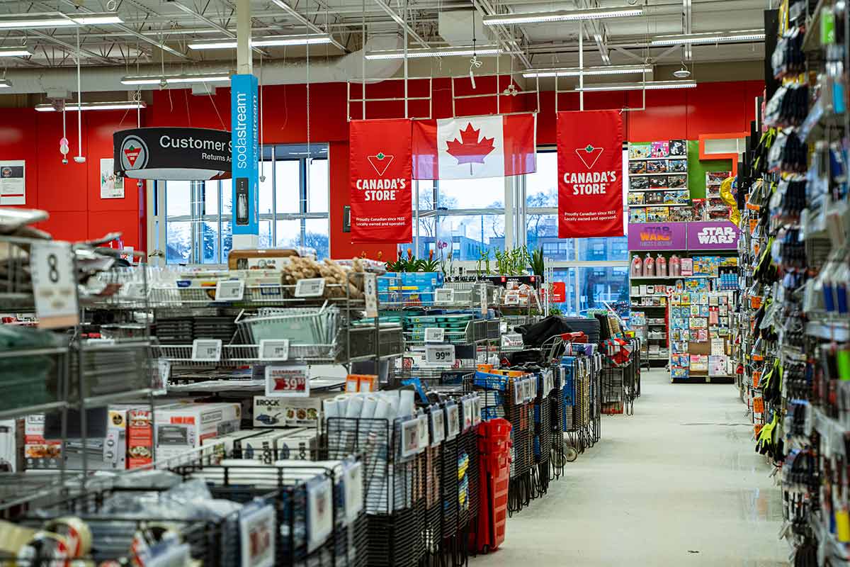 Canadian Tire store interior with retail aisles in Toronto