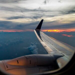sunset view from airplane window
